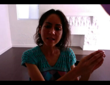 Screenshot of Carmen Argote explaining her work.