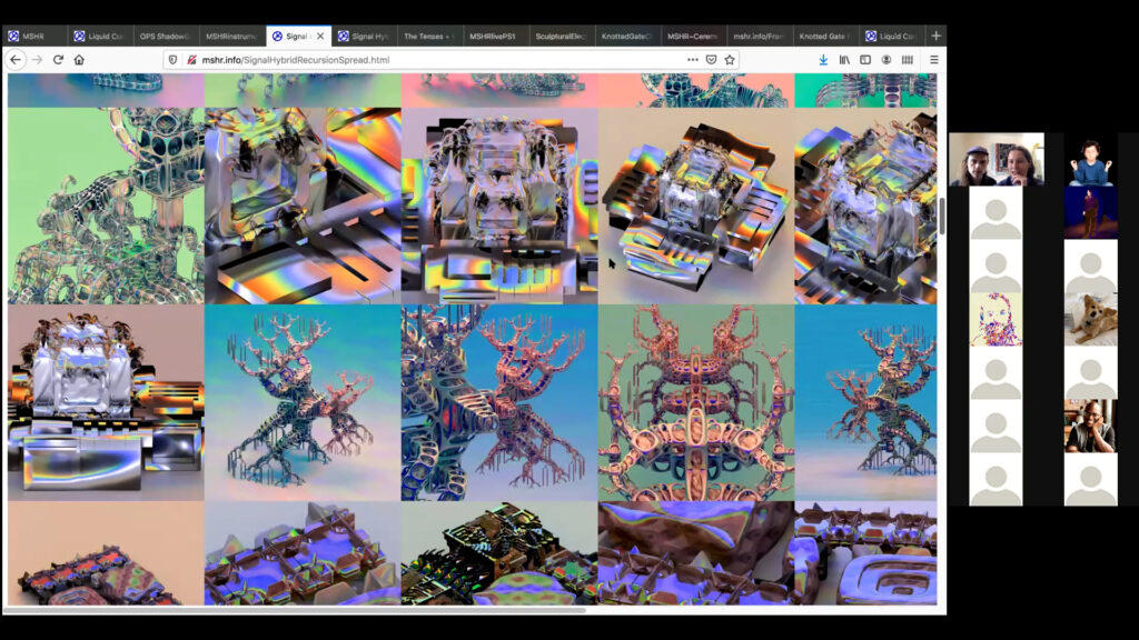 Birch Cooper and Brena Murphy screen share their html page titled Signal Hybrid Recursion Spread.