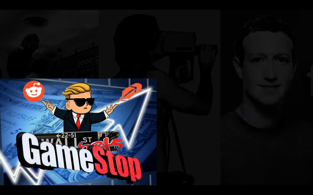 A GameStop Stonks Meme is pictured in the lower left corner of a powerpoint presentation.